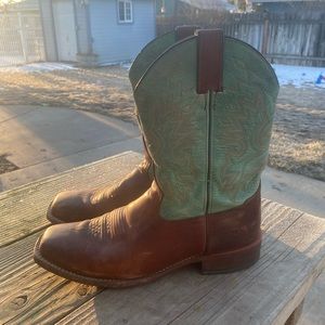 DOUBLE H Square Toe Leather Cowboy Boots 11.5 leather sole